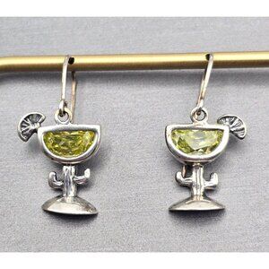 Silpada Shube Sterling Silver Margarita Cactus Lime Peridot Earrings Retired